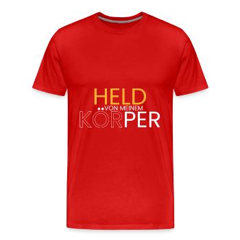 Held von meinem Körper - Männer Premium Bio T-Shirt - Rot - Vorne - Damien (186cm)