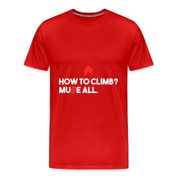 How to climb? Mute all. - Men's Premium Organic T-Shirt - red - Front - Damien (186cm)