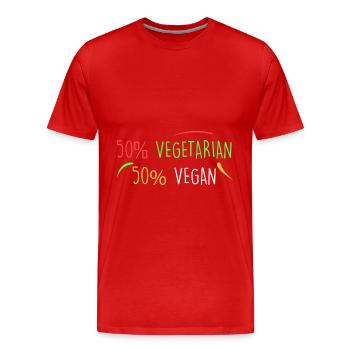 50% vegetarisch 50% vegan - Männer Premium Bio T-Shirt - Rot - Vorne - Damien (186cm)