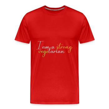 Ich bin ein starker Vegetarier - Männer Premium Bio T-Shirt - Rot - Vorne - Damien (186cm)