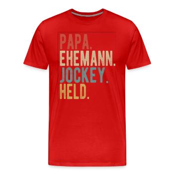 Jockey Papa Ehemann Held - Männer Premium Bio T-Shirt - Rot - Vorne - Damien (186cm)