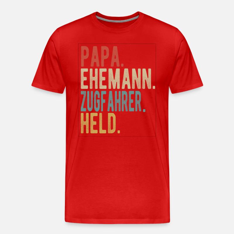 Zugfahrer Papa Ehemann Held - Männer Premium Bio T-Shirt - Rot