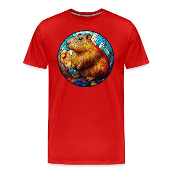 Capybara Mosaik aus Buntglas - Männer Premium Bio T-Shirt - Rot - Vorne - Damien (186cm)