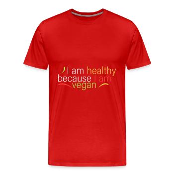 Je suis en bonne santé parce que je vis végétalien - T-shirt bio Premium Homme - rouge - Devant - Damien (186cm)