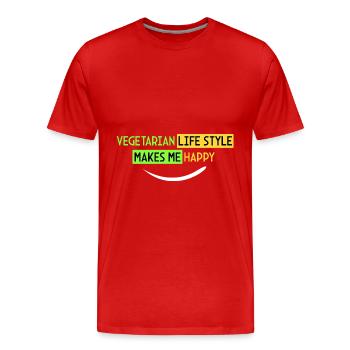 mode de vie végétarien - Je suis heureux - T-shirt bio Premium Homme - rouge - Devant - Damien (186cm)