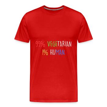 99% vegetarisch 1% menschlich - Männer Premium Bio T-Shirt - Rot - Vorne - Damien (186cm)