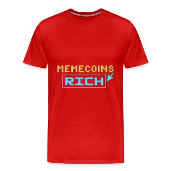 Memecoins -> reich - Männer Premium Bio T-Shirt - Rot - Vorne - Damien (186cm)