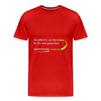 smarthphone vs fernseher - Männer Premium Bio T-Shirt - Rot - Vorne - Damien (186cm)