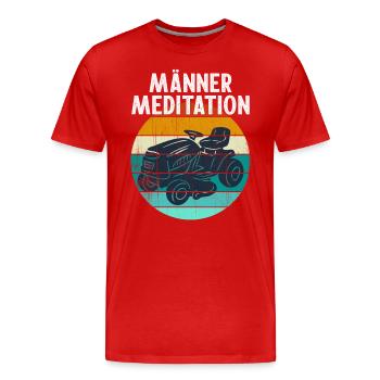 Rasenmähen lustig MÄNNER MEDITATION Rasentraktor - Männer Premium Bio T-Shirt - Rot - Vorne - Damien (186cm)