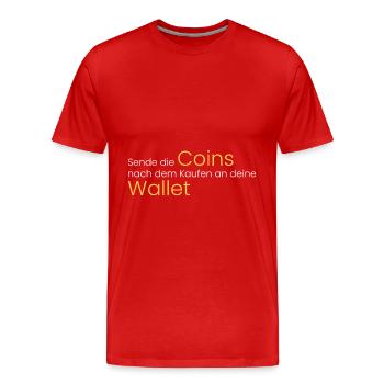 Sende Coins an deine Wallet - Männer Premium Bio T-Shirt - Rot - Vorne - Damien (186cm)