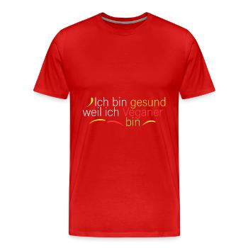 bin gesund weil ich Veganer bin - Männer Premium Bio T-Shirt - Rot - Vorne - Damien (186cm)