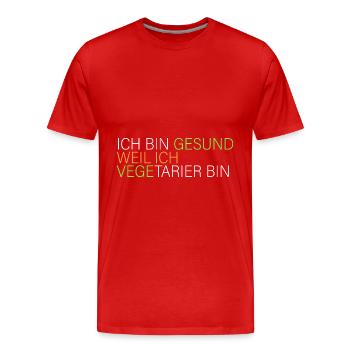 gesund weil ich Vegetarier bin - Männer Premium Bio T-Shirt - Rot - Vorne - Damien (186cm)