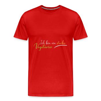 Ich bin ein starker Vegetarier - Männer Premium Bio T-Shirt - Rot - Vorne - Damien (186cm)