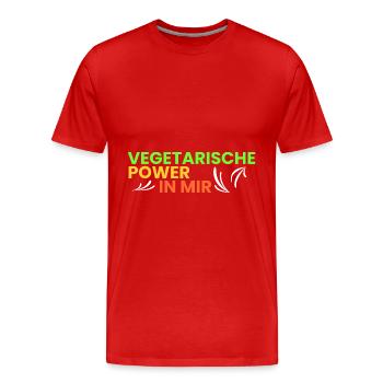 vegetarische Power in mir - Männer Premium Bio T-Shirt - Rot - Vorne - Damien (186cm)
