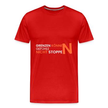 Grenzen können Gefühle - Männer Premium Bio T-Shirt - Rot - Vorne - Damien (186cm)