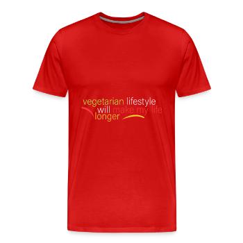 vegetarisch - macht mein Leben länger - Männer Premium Bio T-Shirt - Rot - Vorne - Damien (186cm)