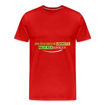 vegetarisch macht mich glücklich - Männer Premium Bio T-Shirt - Rot - Vorne - Damien (186cm)