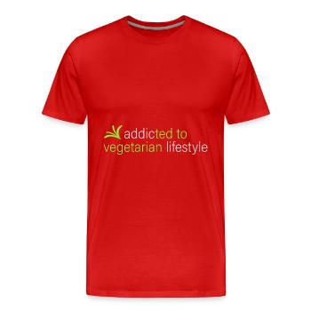 accro au mode de vie végétarien - T-shirt bio Premium Homme - rouge - Devant - Damien (186cm)