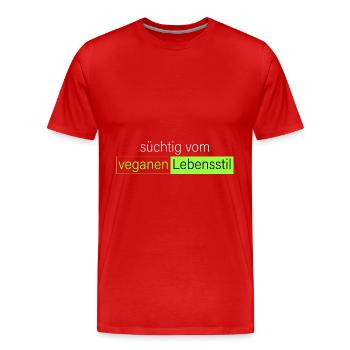 süchtig vom veganen Lebensstil - Männer Premium Bio T-Shirt - Rot - Vorne - Damien (186cm)