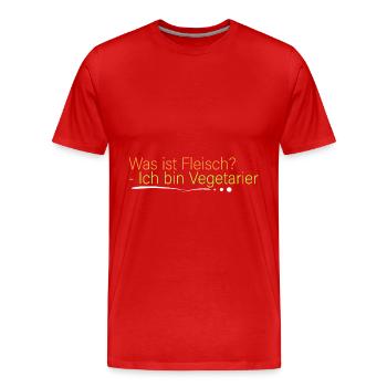 Was ist Fleisch? Ich bin Vegetarier - Männer Premium Bio T-Shirt - Rot - Vorne - Damien (186cm)