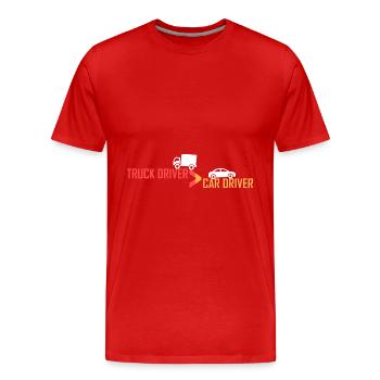 Truck drivers > car drivers - Men's Premium Organic T-Shirt - red - Front - Damien (186cm)