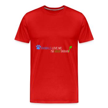 Animals love me - I'm a vegetarian - Men's Premium Organic T-Shirt - red - Front - Damien (186cm)