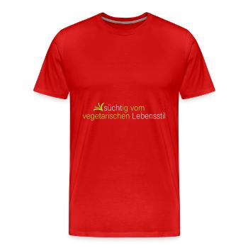 süchtig vom Vegetarischen - Männer Premium Bio T-Shirt - Rot - Vorne - Damien (186cm)
