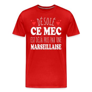 Mec Avec Marseillaise Cadeau Couple Saint Valentin - T-shirt bio Premium Homme - rouge - Devant - Damien (186cm)
