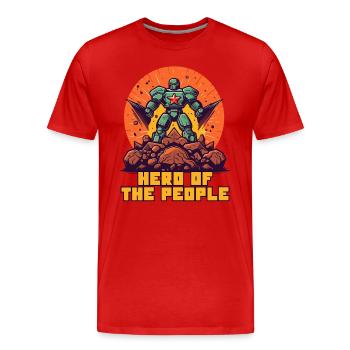 Bande dessinée de dessin animé, héros du peuple - T-shirt bio Premium Homme - rouge - Devant - Damien (186cm)