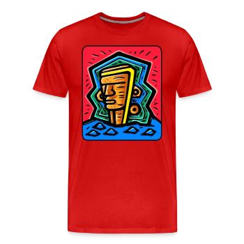 Tiki coloré abstrait - T-shirt bio Premium Homme - rouge - Devant - Damien (186cm)