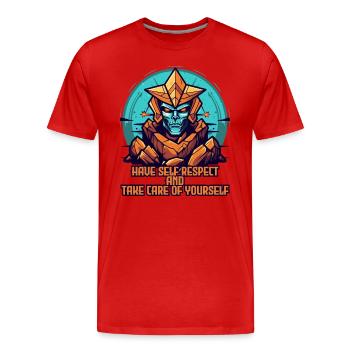 Prenez soin de votre estime de soi et prenez soin de vous - T-shirt bio Premium Homme - rouge - Devant - Damien (186cm)