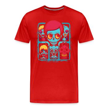 Das lustige Cartoon-Zimmer des Schreckens - Männer Premium Bio T-Shirt - Rot - Vorne - Damien (186cm)