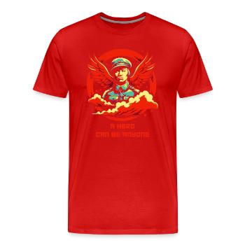 Jeder kann ein Held sein - Männer Premium Bio T-Shirt - Rot - Vorne - Damien (186cm)