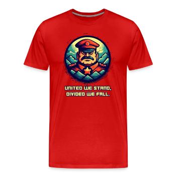 Unis nous restons debout, séparés nous tombons - camarade - T-shirt bio Premium Homme - rouge - Devant - Damien (186cm)