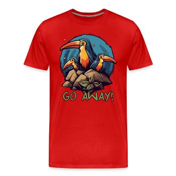 Some silly birds, get out of here! - Men's Premium Organic T-Shirt - red - Front - Damien (186cm)