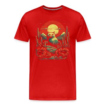 Un chat dans le champ de coquelicots - T-shirt bio Premium Homme - rouge - Devant - Damien (186cm)