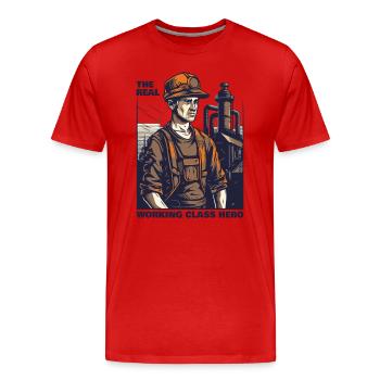 The Real Hero of the Working Class, Craft Work - Men's Premium Organic T-Shirt - red - Front - Damien (186cm)
