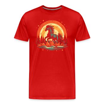 Au milieu de la nature, il y a un cheval sauvage - T-shirt bio Premium Homme - rouge - Devant - Damien (186cm)