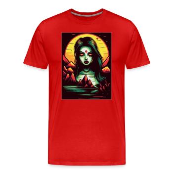 Dessin animé Manga Anime Mère Nature - T-shirt bio Premium Homme - rouge - Devant - Damien (186cm)