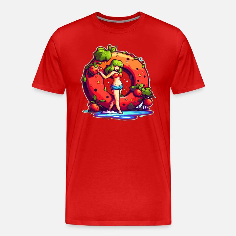 Fruchtiger Saftiger Donut - Männer Premium Bio T-Shirt - Rot