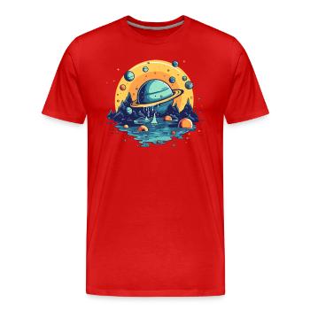 L’univers est liquide - T-shirt bio Premium Homme - rouge - Devant - Damien (186cm)