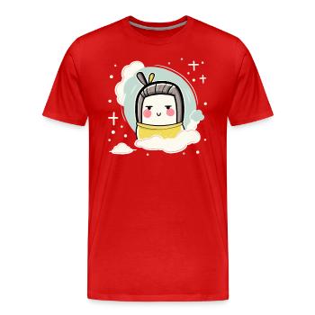 Chibi Kawaii Tofu Geisha - T-shirt bio Premium Homme - rouge - Devant - Damien (186cm)