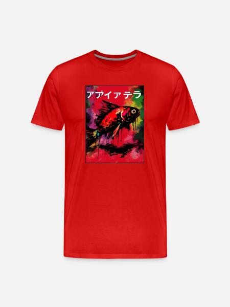 Japanese Fish Poster - Men's Premium Organic T-Shirt - red