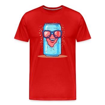 Glitzernd coole Getränkedose Dose mit Sonnenbrille - Männer Premium Bio T-Shirt - Rot - Vorne - Damien (186cm)