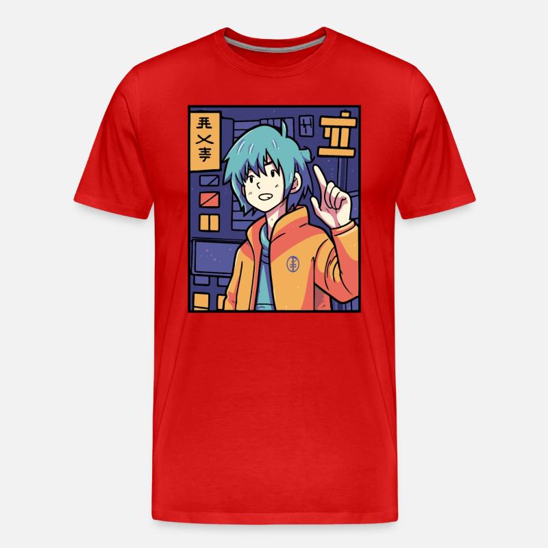 Anime-Junge - Männer Premium Bio T-Shirt - Rot