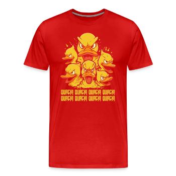 Quack! Wütende Gummi-Enten des Untergangs - Männer Premium Bio T-Shirt - Rot - Vorne - Damien (186cm)