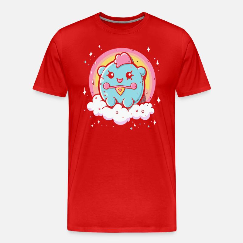 Niedliches Ding mit Regenbogen - Männer Premium Bio T-Shirt - Rot