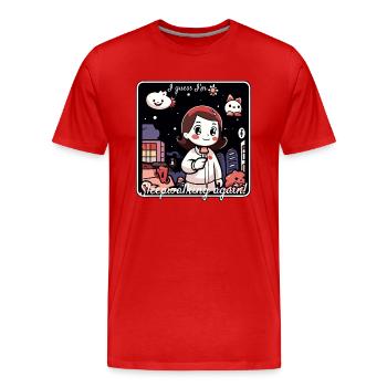 Niedliches Cartoon-Mädchen im Schlaf spazieren - Männer Premium Bio T-Shirt - Rot - Vorne - Damien (186cm)
