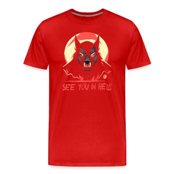 Chien de l’enfer de dessin animé, rendez-vous en enfer - T-shirt bio Premium Homme - rouge - Devant - Damien (186cm)