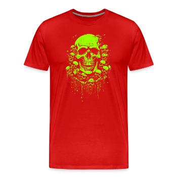 Les crânes verts visqueux abondent - T-shirt bio Premium Homme - rouge - Devant - Damien (186cm)